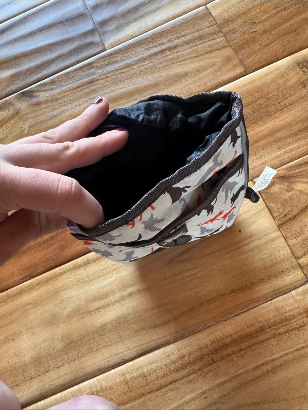 Dog Treat Pouch - Gray with Orange & Black Silhouettes